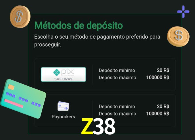 O cassino Z38 oferece uma grande variedade de métodos de pagamento